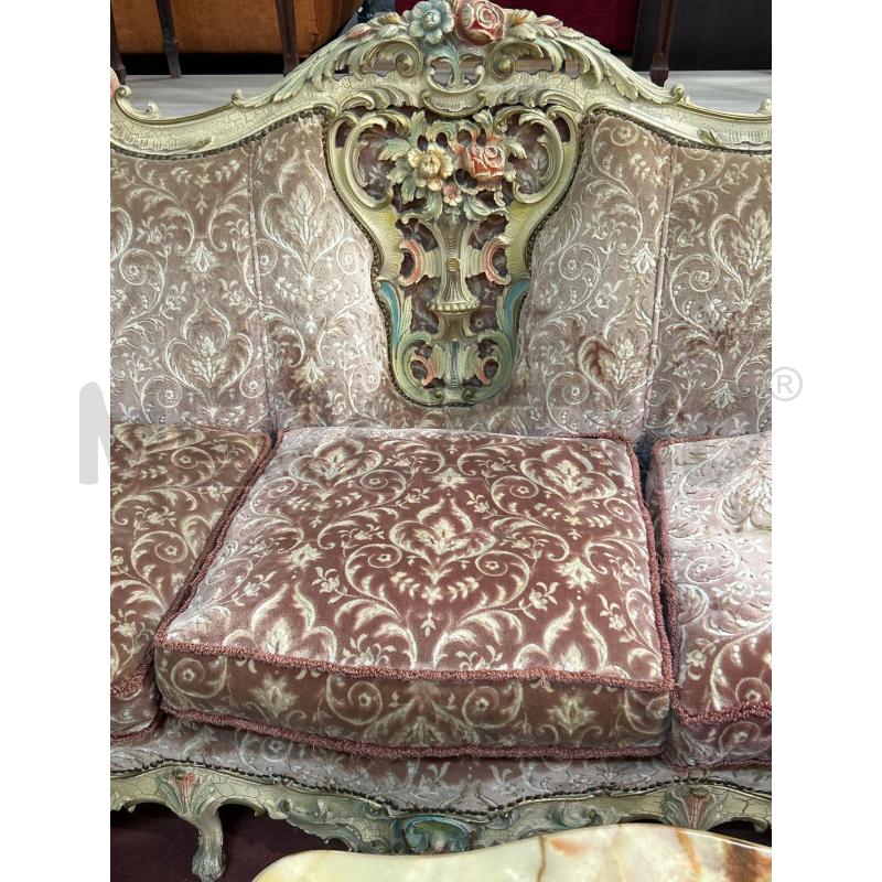 SALOTTINO STILE VENEZIANO DIVANO+2POLTRONE+TAVOLINO  | Mercatino dell'Usato Roma rebibbia 3