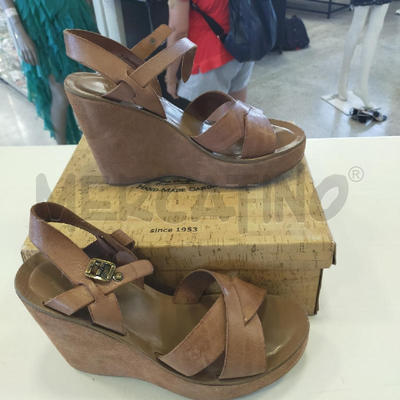 SANDALI DONNA KORK EASE PELLE MARRONE | Mercatino dell'Usato Roma rebibbia 3
