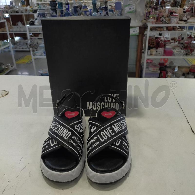 SANDALI DONNA LOVE MOSCHINO NERI SCRITTE BIANCHE | Mercatino dell'Usato Roma rebibbia 4
