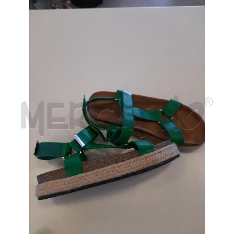 SANDALI DONNA TULIPANO VERDE BEIGE | Mercatino dell'Usato Roma rebibbia 2
