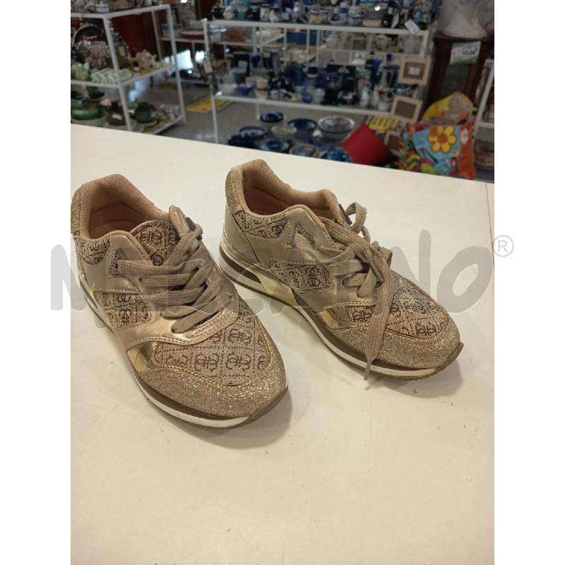 SCARPE DONNA GUESS DORATE BRILLANTINI LOGHI MARRONI  | Mercatino dell'Usato Roma rebibbia 1