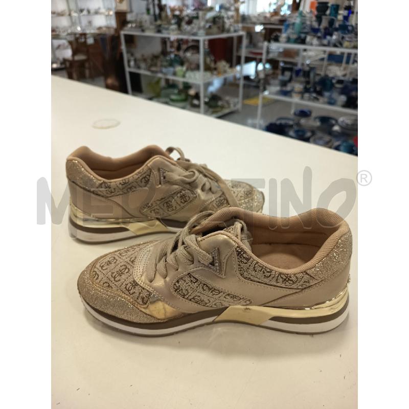 SCARPE DONNA GUESS DORATE BRILLANTINI LOGHI MARRONI  | Mercatino dell'Usato Roma rebibbia 3
