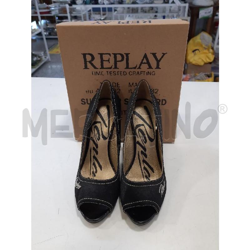 SCARPE DONNA REPLAY NERE SCRITTA BIANCA  | Mercatino dell'Usato Roma rebibbia 1