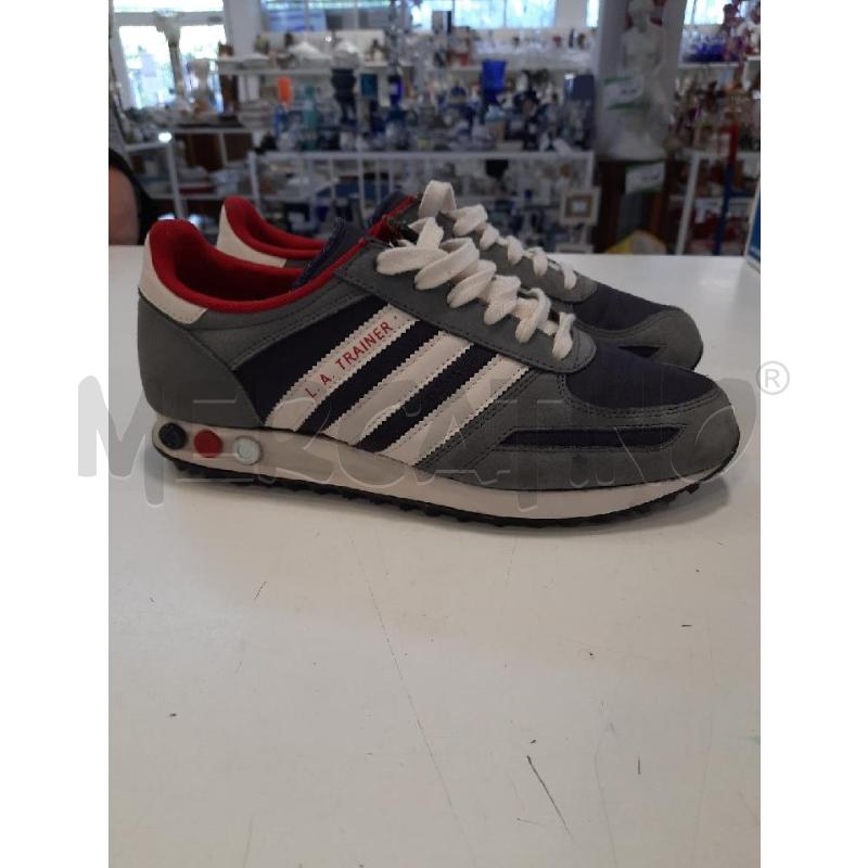 SCARPE UOMO TRAINER GRIGIO BLU FASCE BIANCHE  | Mercatino dell'Usato Roma rebibbia 1