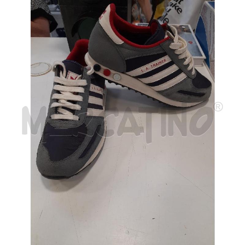 SCARPE UOMO TRAINER GRIGIO BLU FASCE BIANCHE  | Mercatino dell'Usato Roma rebibbia 3