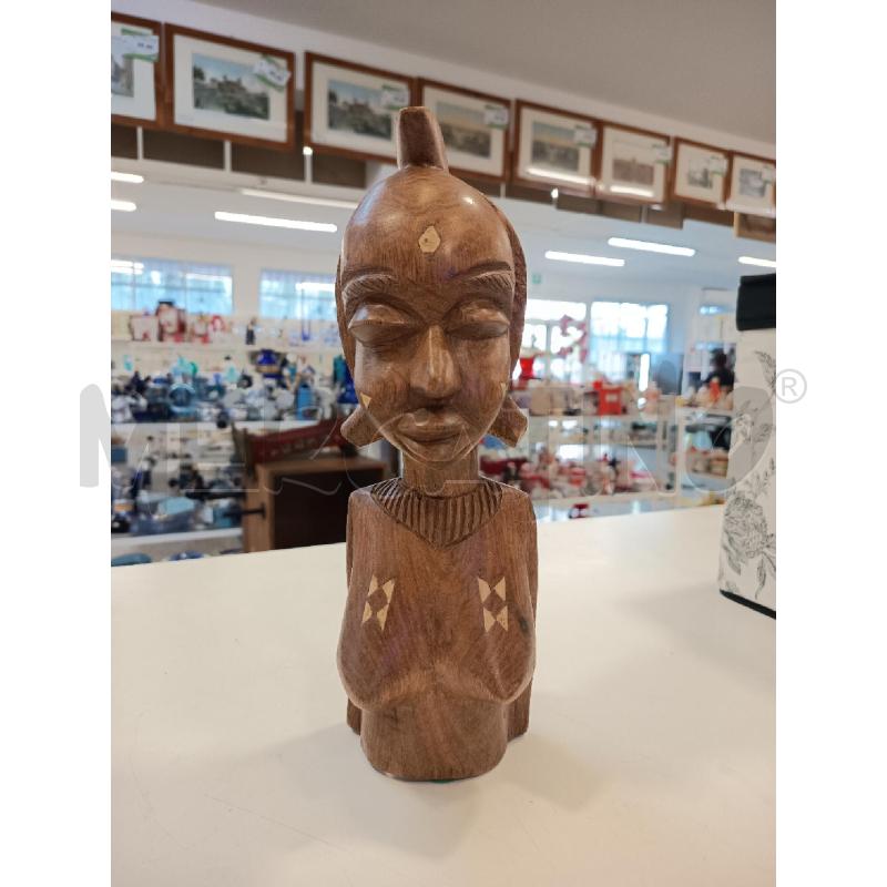 SCULTURA ETNICA LEGNO INTARSI BIANCHI DONNA  | Mercatino dell'Usato Roma rebibbia 1