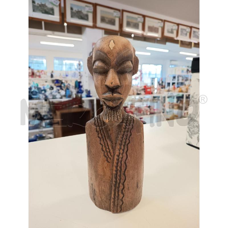 SCULTURA ETNICA LEGNO INTARSI BIANCHI UOMO | Mercatino dell'Usato Roma rebibbia 1