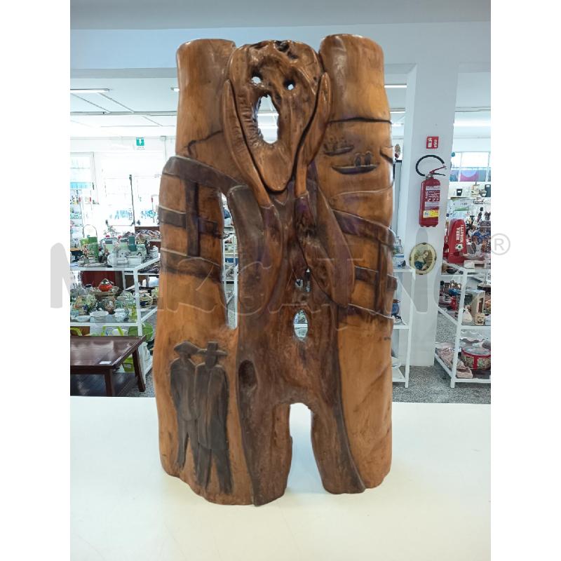 SCULTURA LEGNO ULIVO URLO DI MUNCH 74X45 | Mercatino dell'Usato Roma rebibbia 1