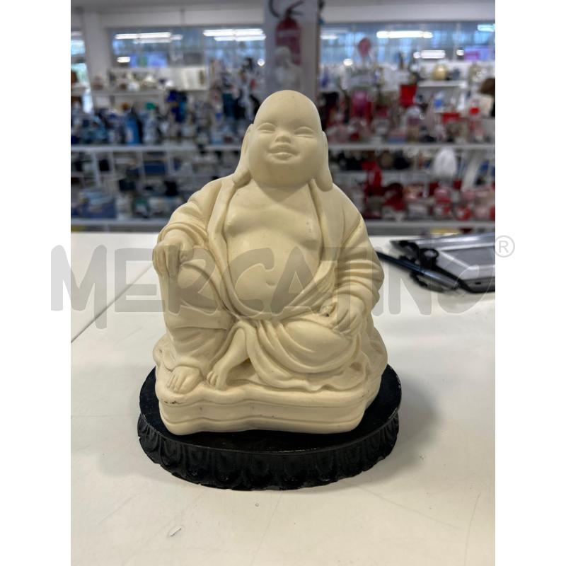 SCULTURA PICCOLA BUDDHA BIANCO BASE NERA | Mercatino dell'Usato Roma rebibbia 1