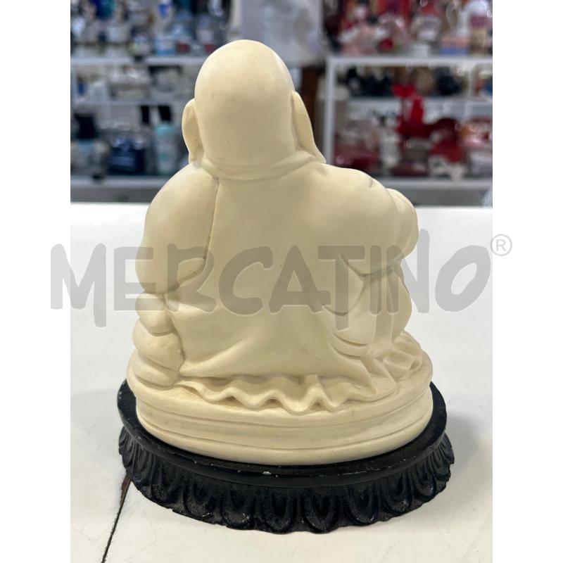 SCULTURA PICCOLA BUDDHA BIANCO BASE NERA | Mercatino dell'Usato Roma rebibbia 2