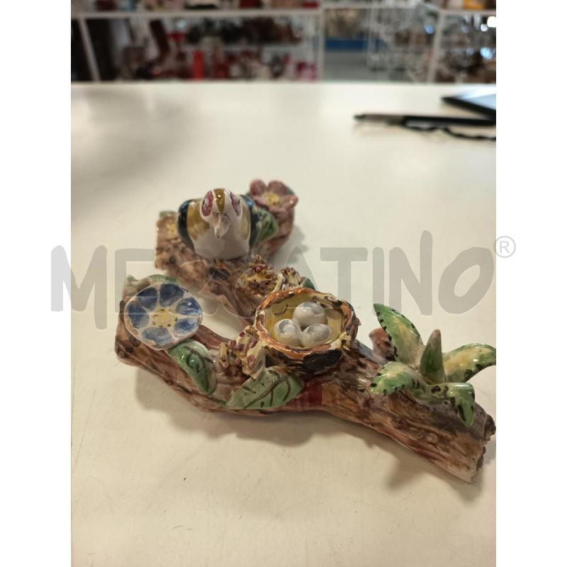SCULTURA PICCOLA CERAM UCCELLINO SU RAMO | Mercatino dell'Usato Roma rebibbia 2
