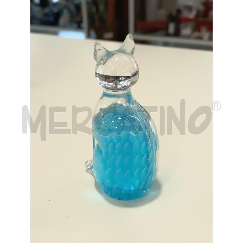 SCULTURA PICCOLA GATTO MURANO AZZURRO | Mercatino dell'Usato Roma rebibbia 2