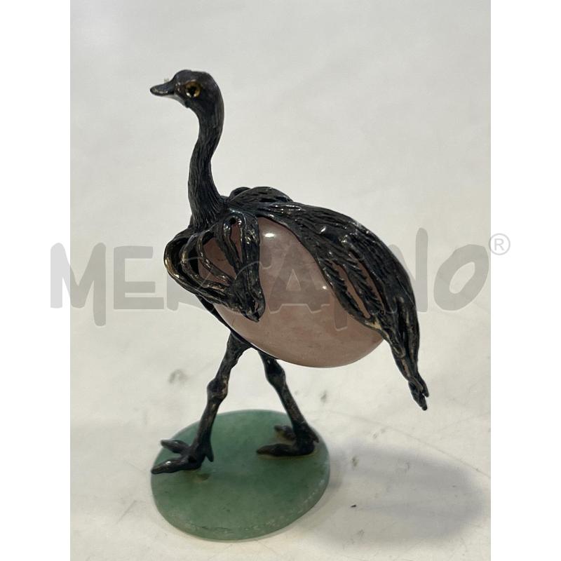 SCULTURA PICCOLA STRUZZO ARG LUIGI SIGNORINI PIETRA ROSA | Mercatino dell'Usato Roma rebibbia 1