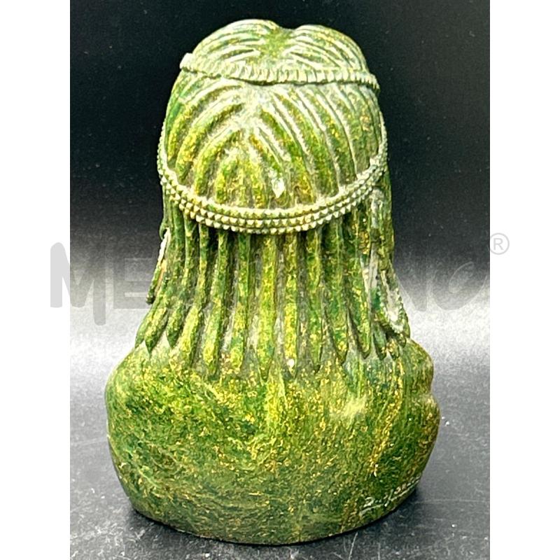 SCULTURA PICCOLA TESTA AFRICANA PIETRA VERDE FIRMA MOLEMA | Mercatino dell'Usato Roma rebibbia 2