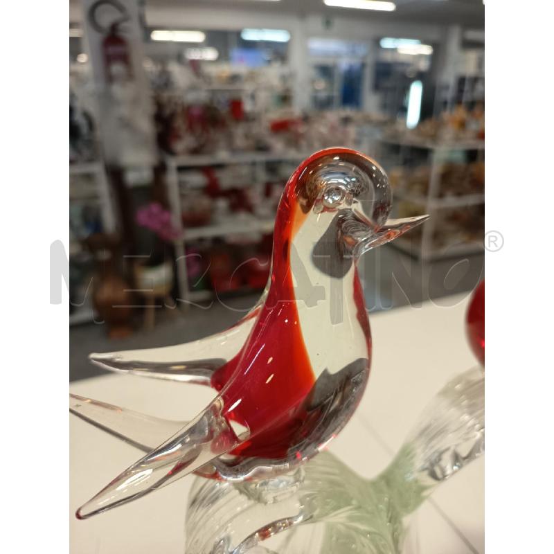 SCULTURA VETRO UCCELLINI ROSSI | Mercatino dell'Usato Roma rebibbia 3