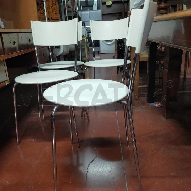 SEDIE CIACCI PZ. 4 BIANCHE PLASTICA  | Mercatino dell'Usato Roma rebibbia 3