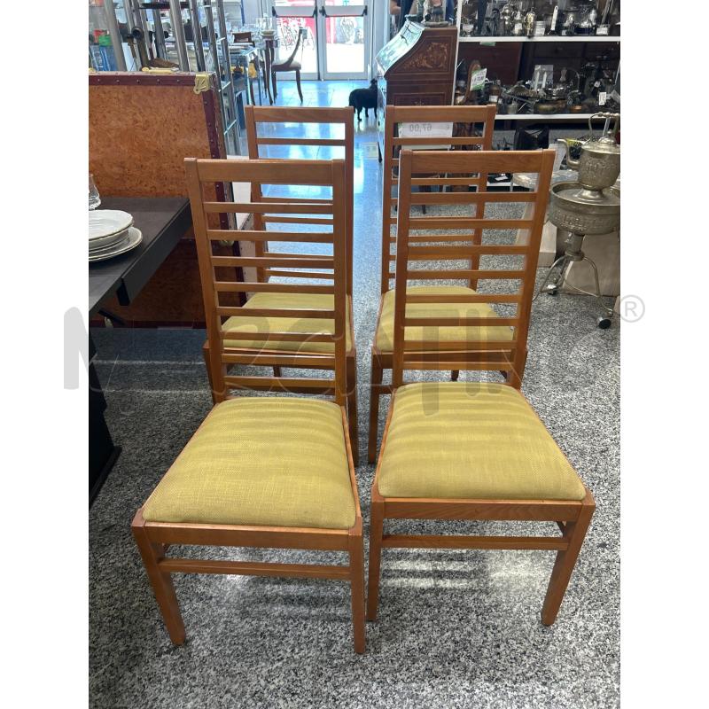 SEDIE PZ. 4 LEGNO SEDUTA VERDE SCHIENALE STECCHE | Mercatino dell'Usato Roma rebibbia 1