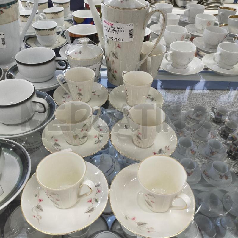 SERVIZIO CAFFÈ 15PZ BIANCO FIORI RIGHE | Mercatino dell'Usato Roma rebibbia 1