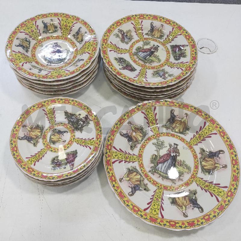 SERVIZIO PIATTI CER B GIALLO FIORI PERSONE INCOMPLETO 18PZ | Mercatino dell'Usato Roma rebibbia 1