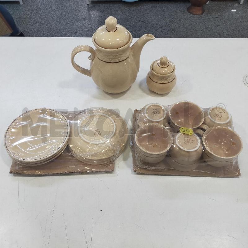 SERVIZIO TAZZE 6PZ +2PORTATE CERAMICA BEIGE RIGA MARRONE  | Mercatino dell'Usato Roma rebibbia 1