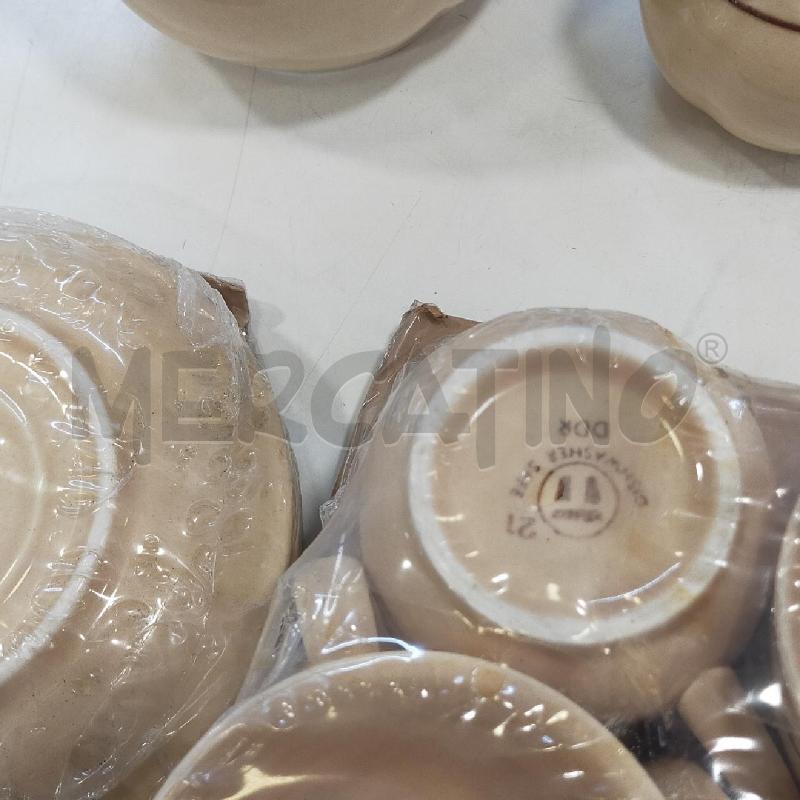 SERVIZIO TAZZE 6PZ +2PORTATE CERAMICA BEIGE RIGA MARRONE  | Mercatino dell'Usato Roma rebibbia 3