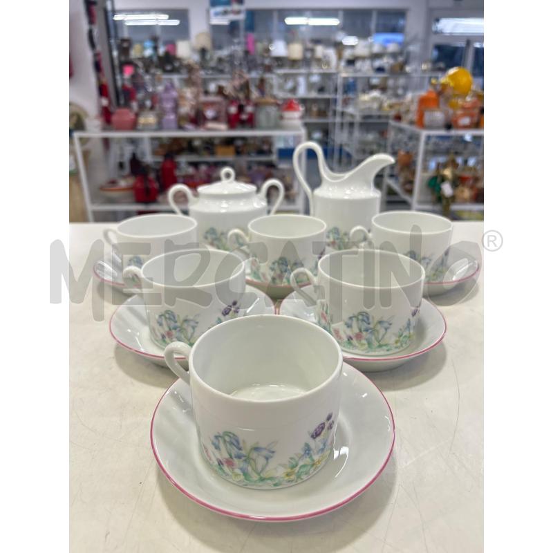 SERVIZIO THE' RICHARD GINORI 14PZ BIANCO FIORI COLORATI TEIERA MANCANTE | Mercatino dell'Usato Roma rebibbia 1