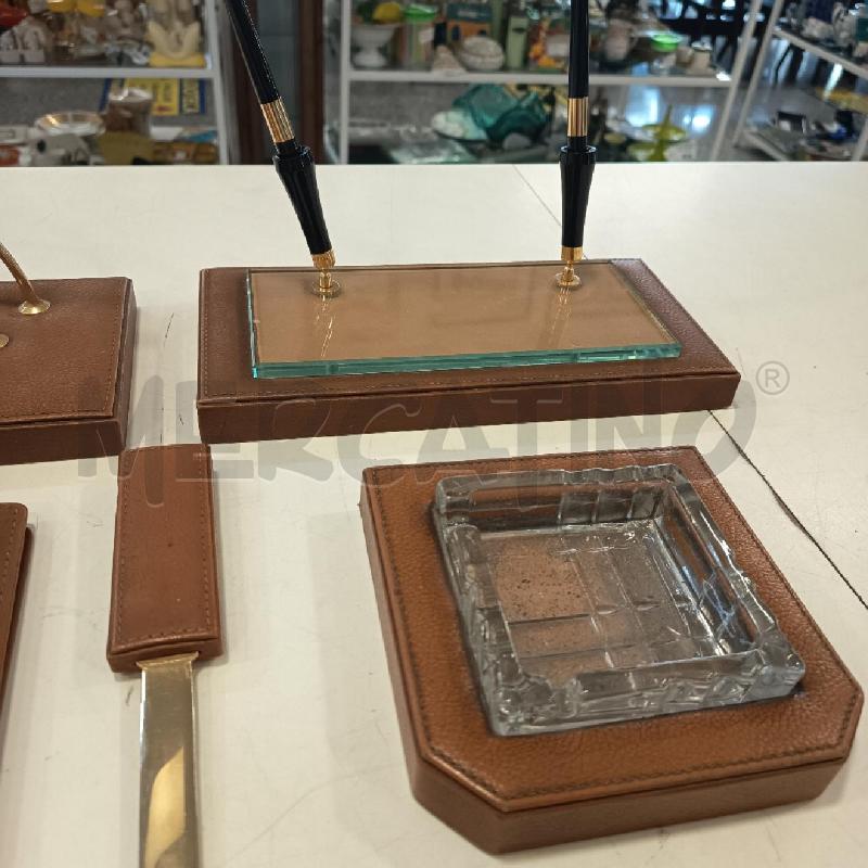 SET DA SCRIVANIA PELLE MARRONE 5PZ  | Mercatino dell'Usato Roma rebibbia 2