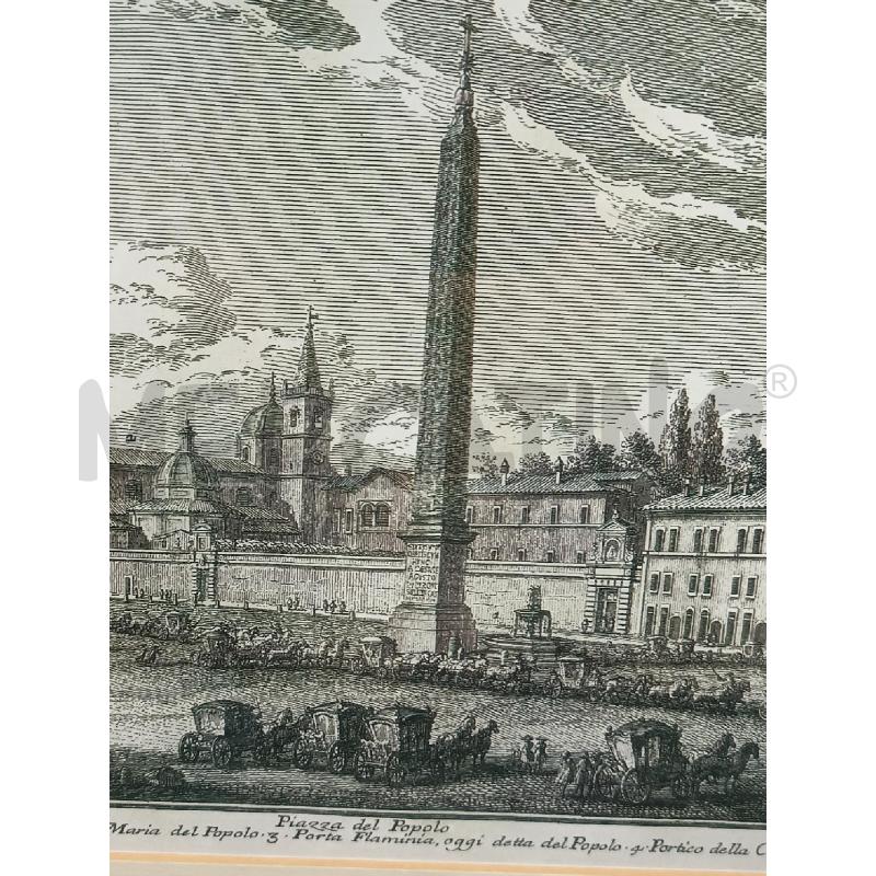 STAMPA B/N PIAZZA DEL POPOLO C LEGNO 52X42 | Mercatino dell'Usato Roma rebibbia 2