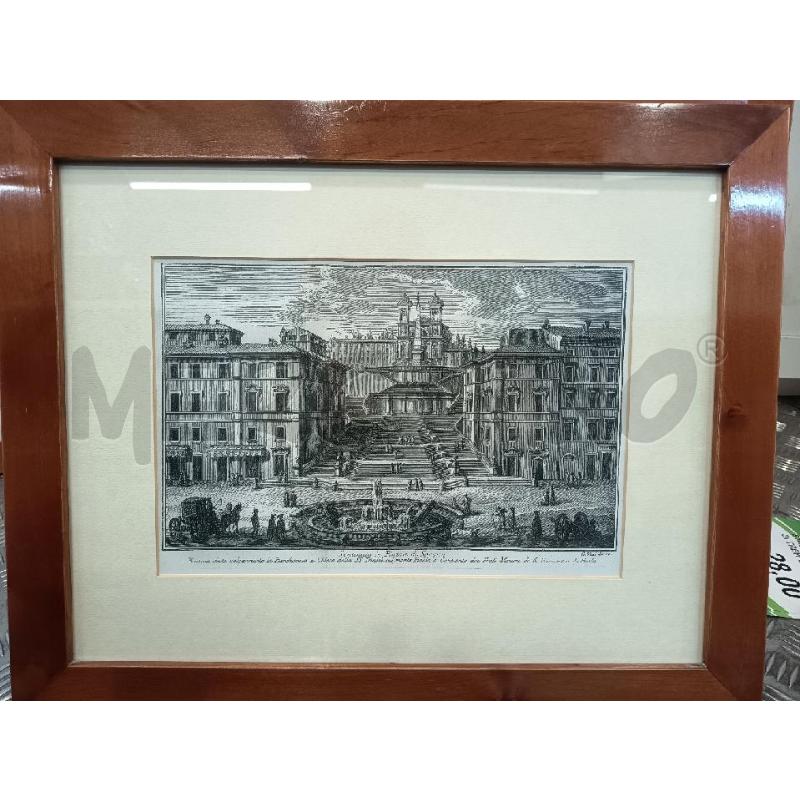 STAMPA B/N SCALINATE DI PIAZZA DI SPAGNA C LEGNO 52X42 | Mercatino dell'Usato Roma rebibbia 1