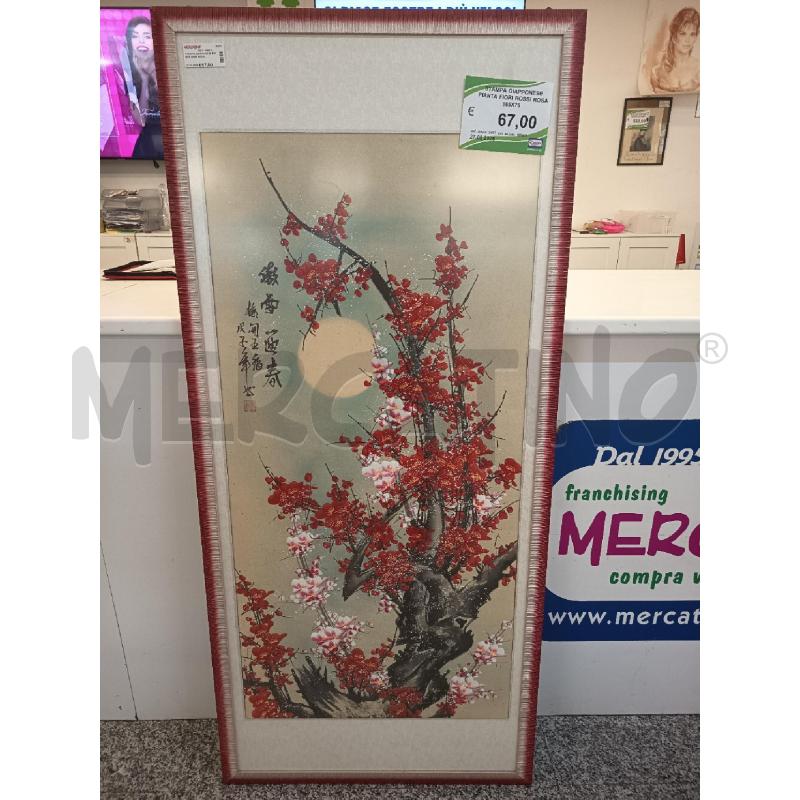 STAMPA GIAPPONESE PIANTA FIORI ROSSI ROSA 165X75 | Mercatino dell'Usato Roma rebibbia 1