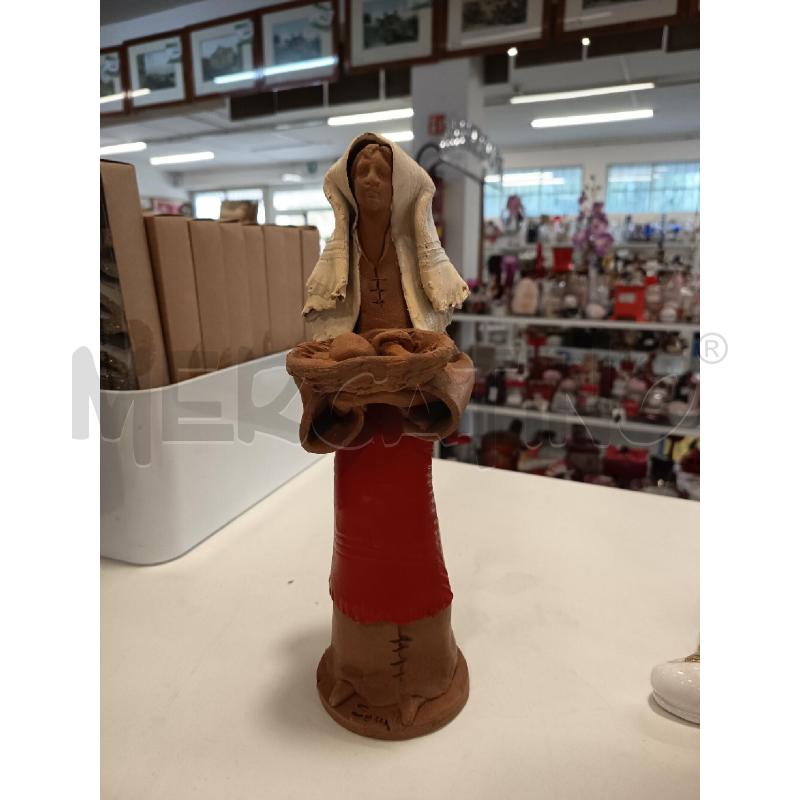 STATUINA TERRACOTTA DONNA CON FUNGHI | Mercatino dell'Usato Roma rebibbia 1