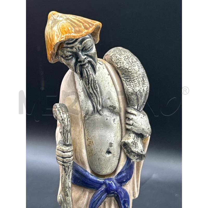 STATUINA UOMO SAGGIO ORIENTALE BASE PELTRO | Mercatino dell'Usato Roma rebibbia 3