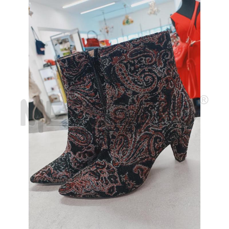 STIVALETTI DONNA PINKO SFONDO NERO DISEGNI ASTRATTI FILI ARGENTO/ROSSO DETTAGLI ZIP LATERALE  | Mercatino dell'Usato Roma rebibbia 2