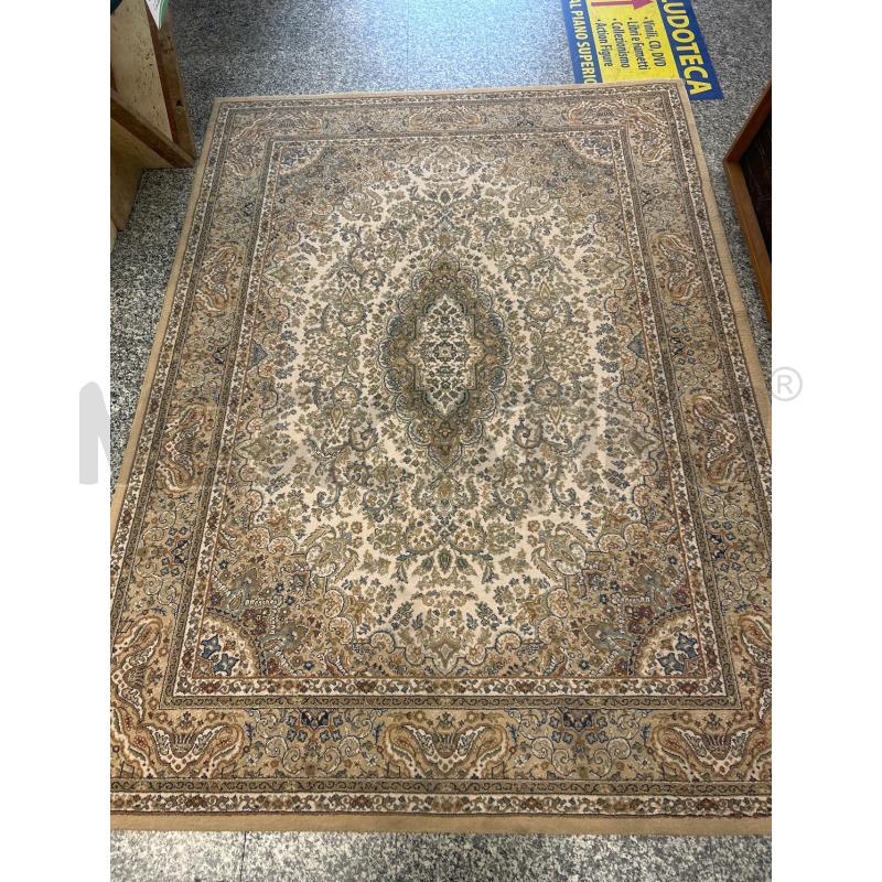 TAPPETO BEIGE AZZURRO FIGURE FLOREALI 232X169 | Mercatino dell'Usato Roma rebibbia 1