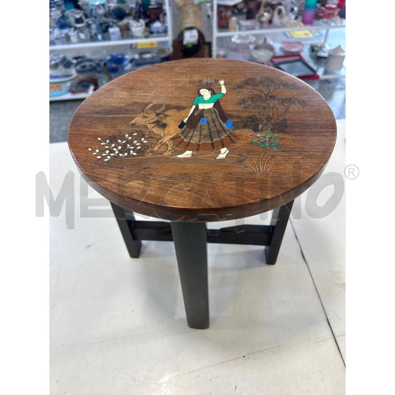 TAVOLINO LEGNO DISEGNO INTARSI INDIANO  | Mercatino dell'Usato Roma rebibbia 1