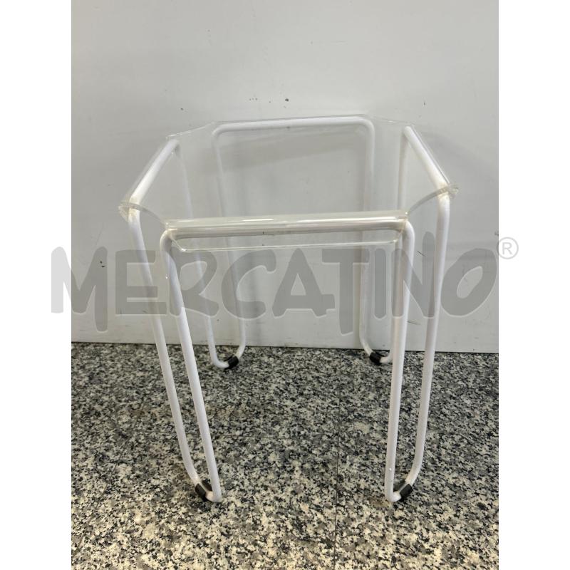 TAVOLINO POSTMODERNO ALLUMINIO BIANCO TOP PLEXIGLASS | Mercatino dell'Usato Roma rebibbia 1