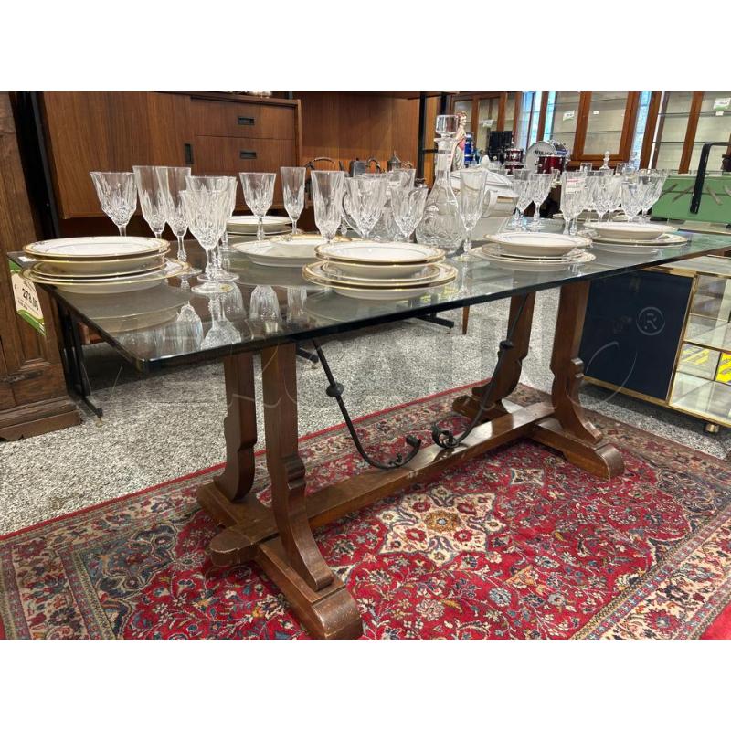 TAVOLO BASE LEGNO PIANO CRISTALLO | Mercatino dell'Usato Roma rebibbia 1