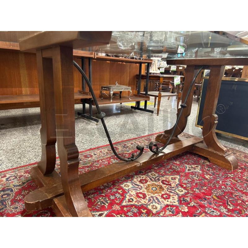 TAVOLO BASE LEGNO PIANO CRISTALLO | Mercatino dell'Usato Roma rebibbia 2