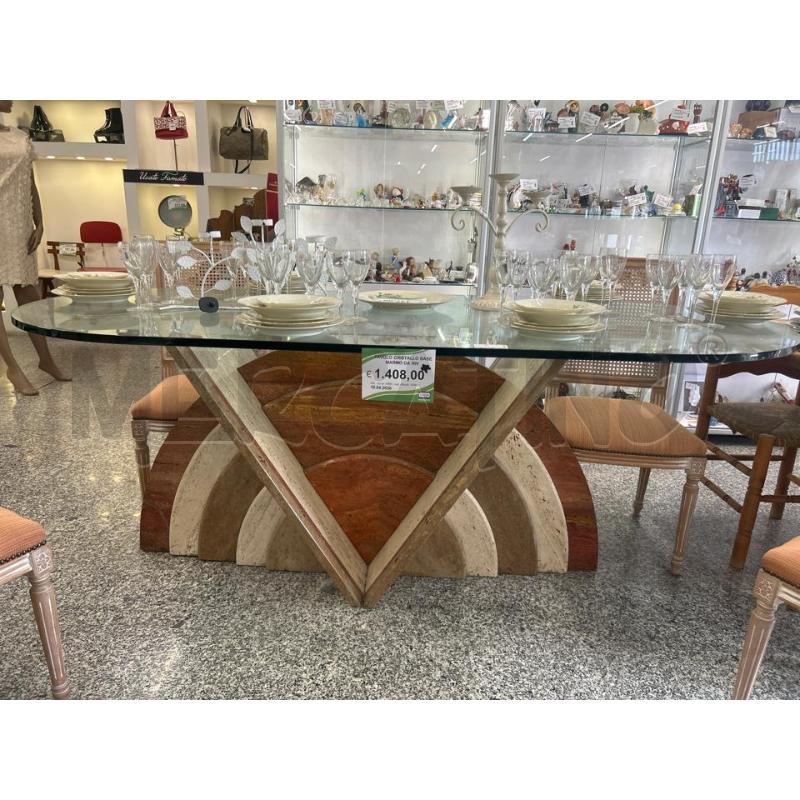 TAVOLO CRISTALLO BASE MARMO DA RIV | Mercatino dell'Usato Roma rebibbia 1
