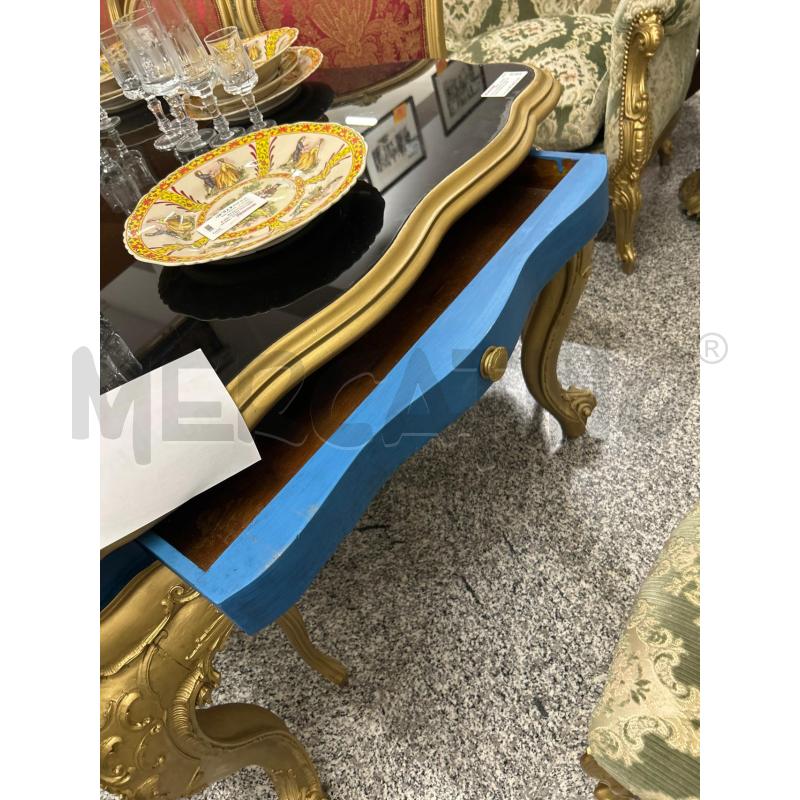 TAVOLO DORATO BLU 2C PIANO VETRO FUME | Mercatino dell'Usato Roma rebibbia 3