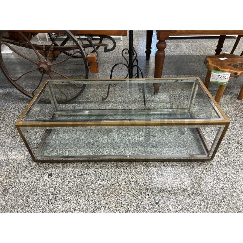 TAVOLO RETTANGOLARE CROMO OTTONE 2RIP VETRO | Mercatino dell'Usato Roma rebibbia 1
