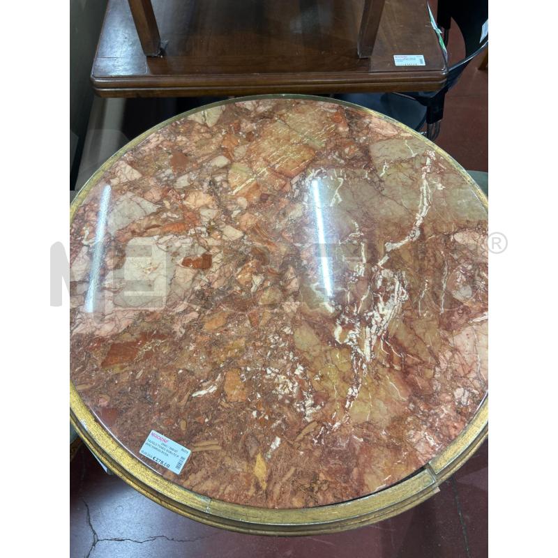 TAVOLO TONDO DORATO PIANO MARMO ROSA DA RIV | Mercatino dell'Usato Roma rebibbia 2