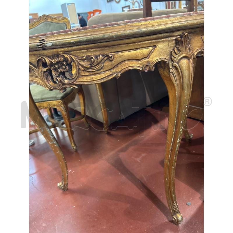TAVOLO TONDO DORATO PIANO MARMO ROSA DA RIV | Mercatino dell'Usato Roma rebibbia 3