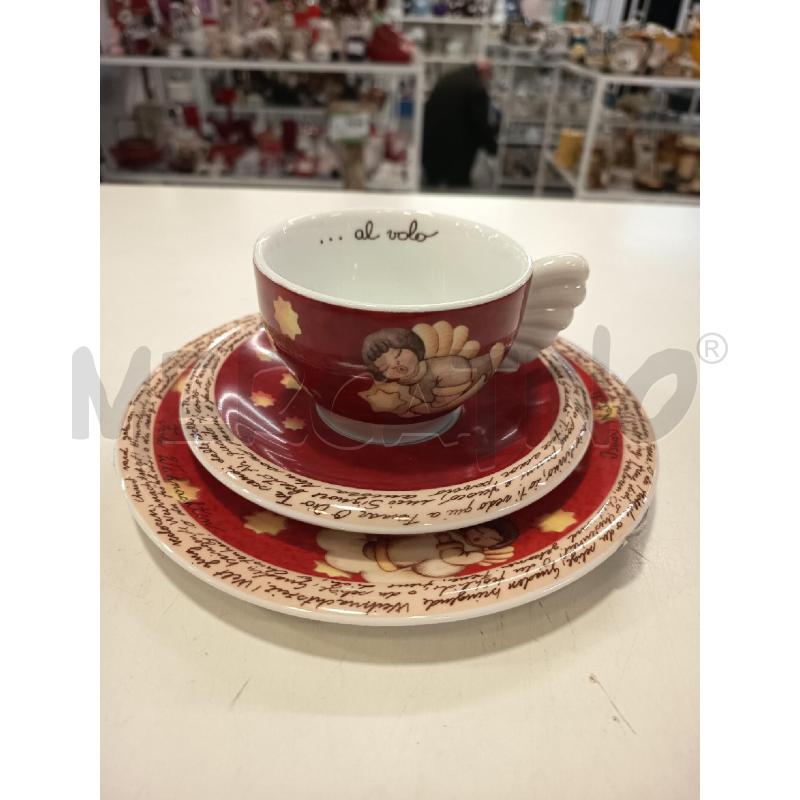 TAZZA DOPPIO PIATTINO ROSSO ANGELO THUN | Mercatino dell'Usato Roma rebibbia 1