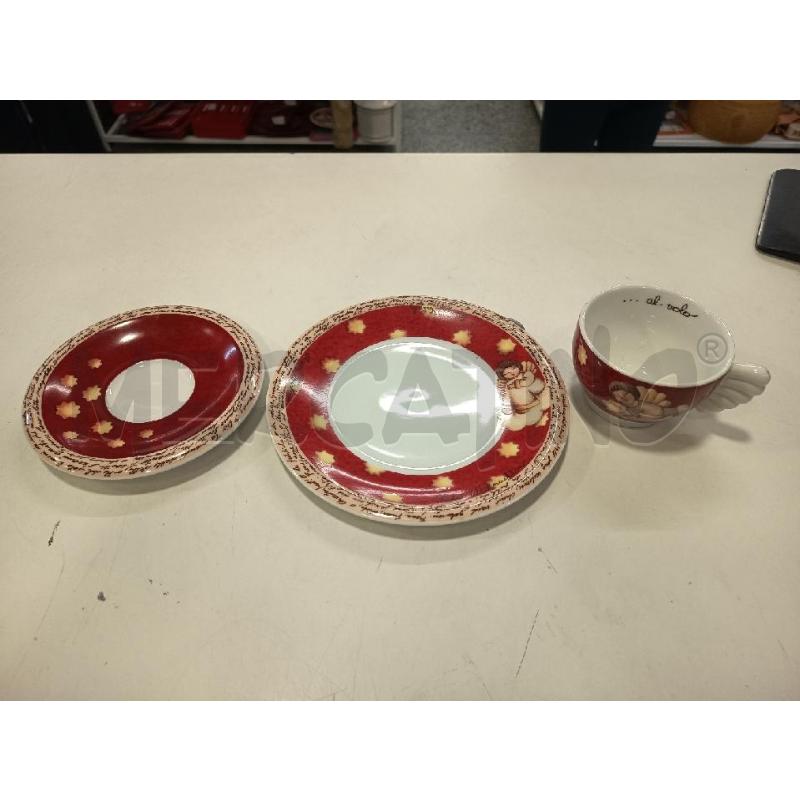TAZZA DOPPIO PIATTINO ROSSO ANGELO THUN | Mercatino dell'Usato Roma rebibbia 2