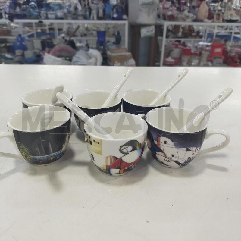 TAZZINE CERAM STAMPA PAESAGGI 6PZ+CUCCHIAINI | Mercatino dell'Usato Roma rebibbia 1