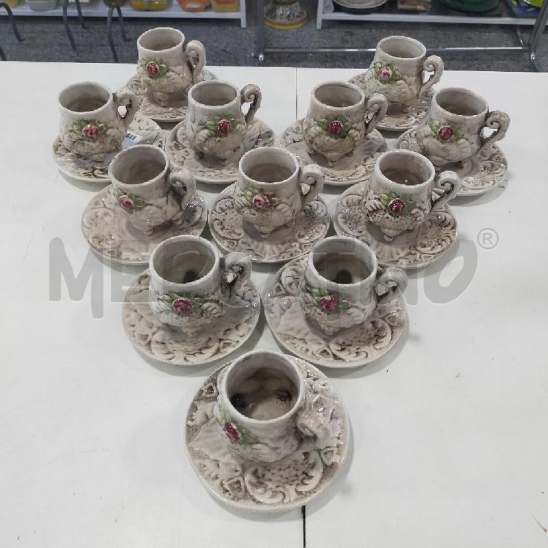 TAZZINE PZ 12 CERAMICA BEIGE FIORE RILIEVO | Mercatino dell'Usato Roma rebibbia 1