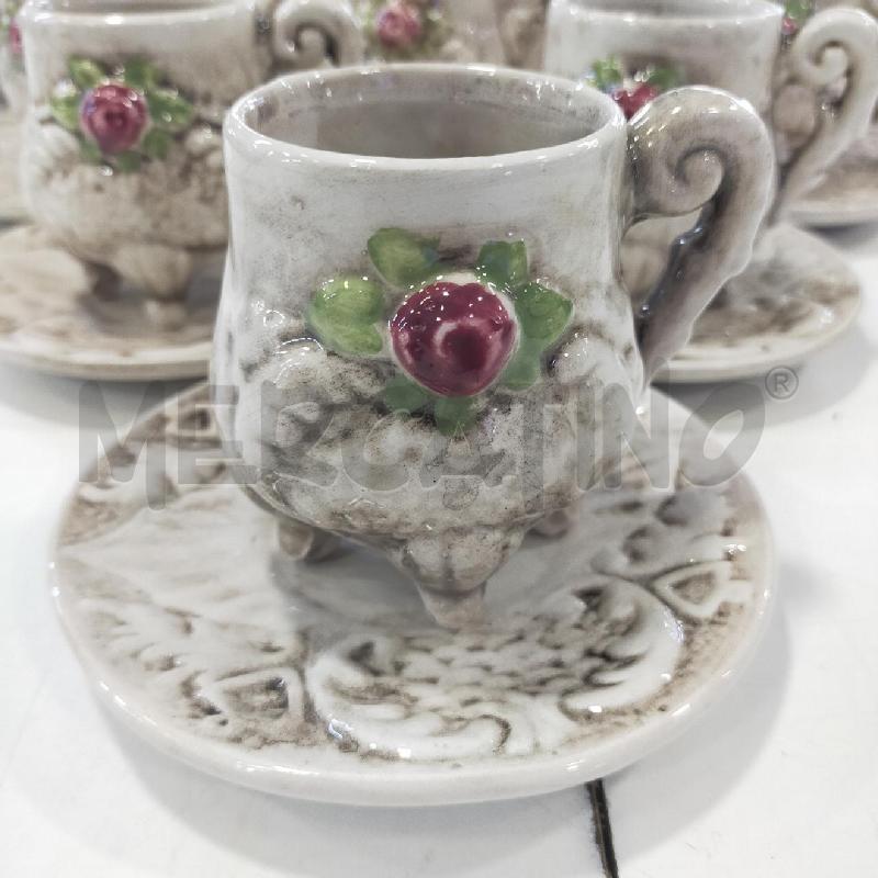 TAZZINE PZ 12 CERAMICA BEIGE FIORE RILIEVO | Mercatino dell'Usato Roma rebibbia 2