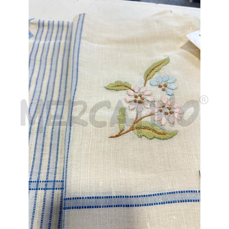TOVAGLIA + 12 TOVAGLIOLI MISTOLINO FIORI RICAMATI NUOVO | Mercatino dell'Usato Roma rebibbia 2