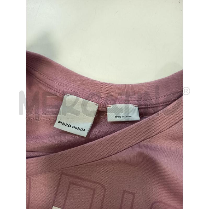 T SHIRT DONNA PINKO ROSA SCRITTA BIANCA PIUME  | Mercatino dell'Usato Roma rebibbia 2